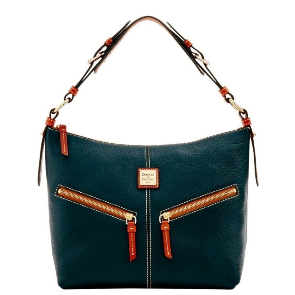Vintage Dooney & Bourke Marine Blue Mary Pebble Grain Leather Purse with Pouch - Picture 2 of 15